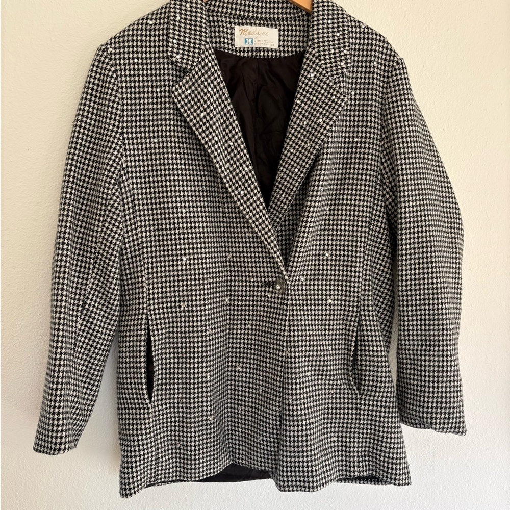 Black and White Houndstooth Blazer